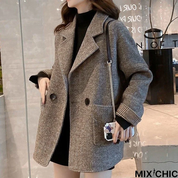 Wool Padded Loose Casual Small Suit Coat