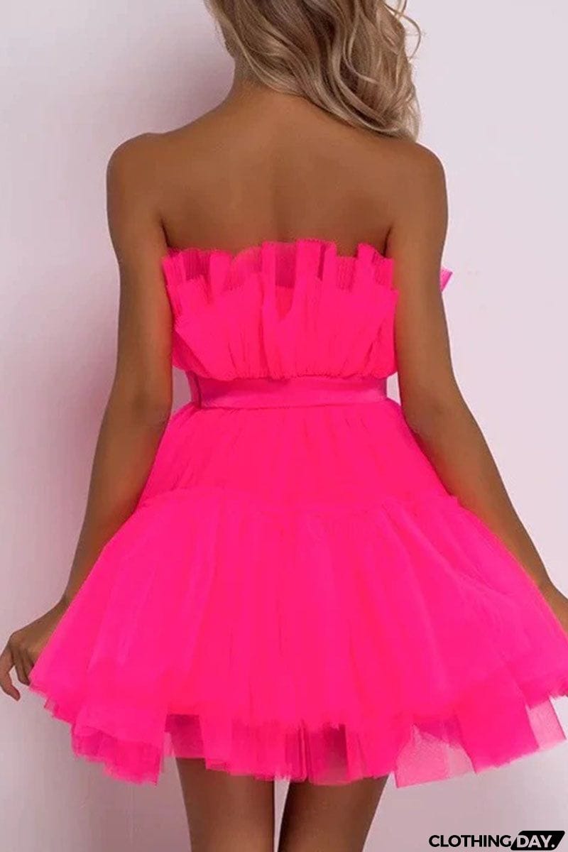 Sexy Elegant Solid Patchwork Strapless Princess Dresses(5 Colors)