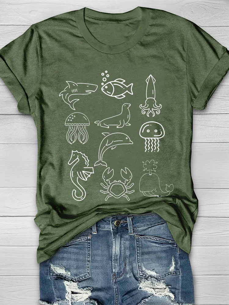 Eagerlys  Sea Animals T-shirt Eagerlys