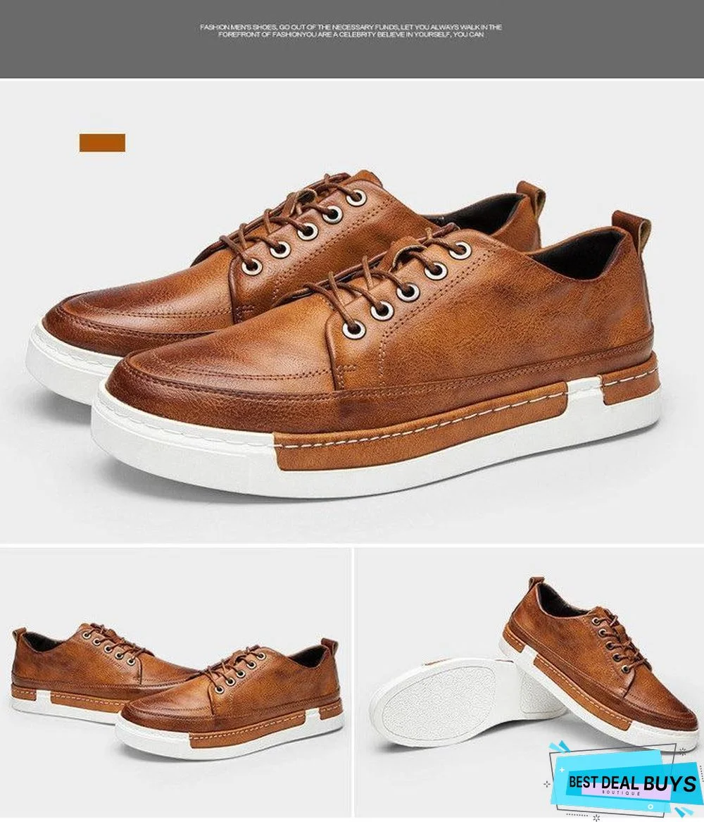 Casual Shoes Men Fashion Vintage Shoes Brown Brand Male Shoes Genuine Leather Men's Leisure Shoes