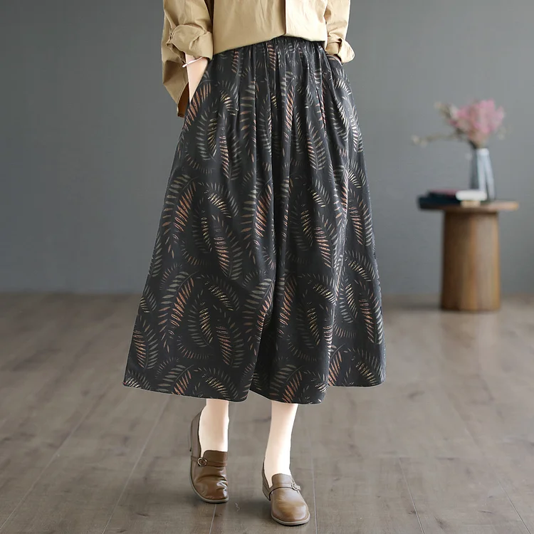 Literary Print High Waist Skirt - yankia