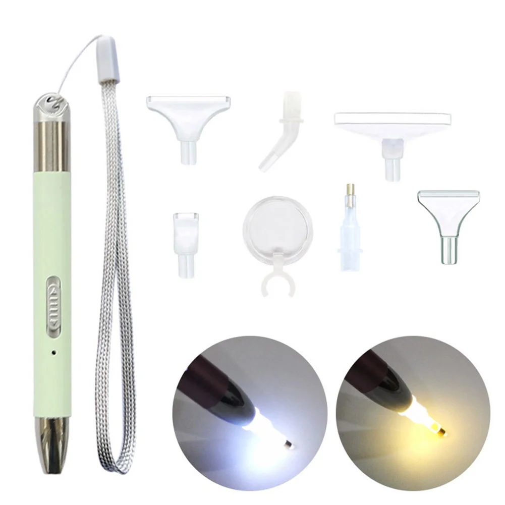 USB Recharge 5D Diamond Painting Embroidery Point Drill Pen Set (Green B)