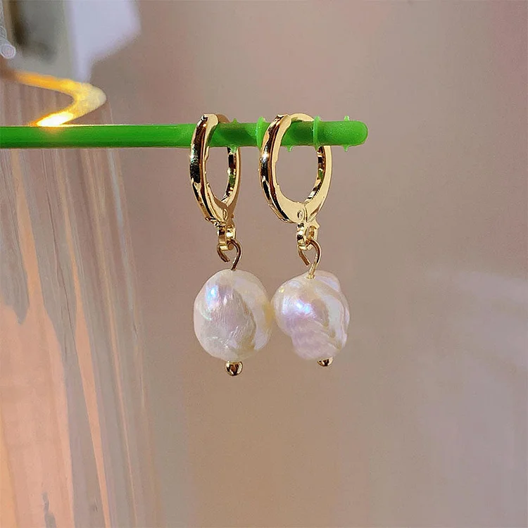 14K Gold Plated Baroque Freshwater Pearl Earrings