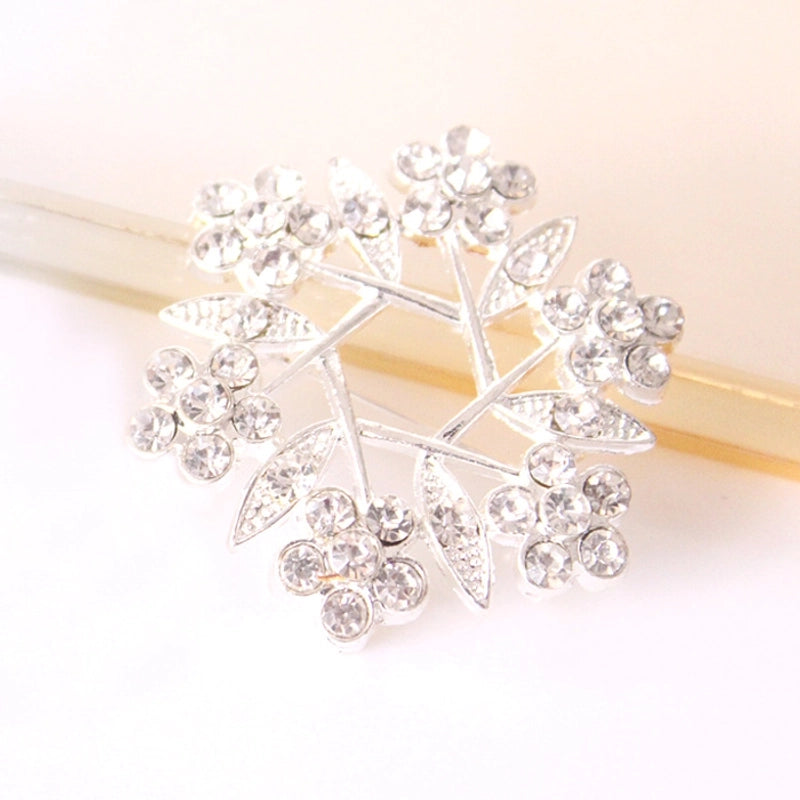 Spot Fashion High-end Gifts Korean Style Corsage Jewelry Shiny Rhinestone Crystal Bauhinia Flower Women Ring Brooch