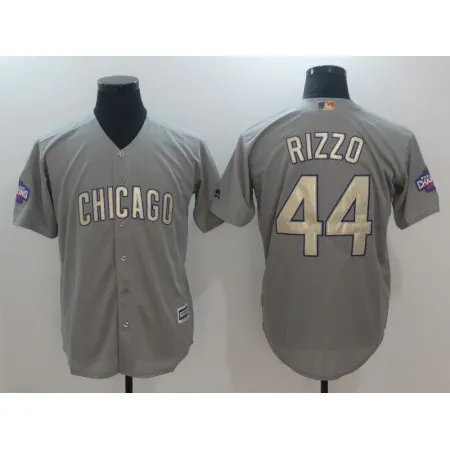 Men's Chicago Cubs #44 Anthony Rizzo World Series Champions Grey Program Cool Base Stitched MLB Jersey 9IM3
