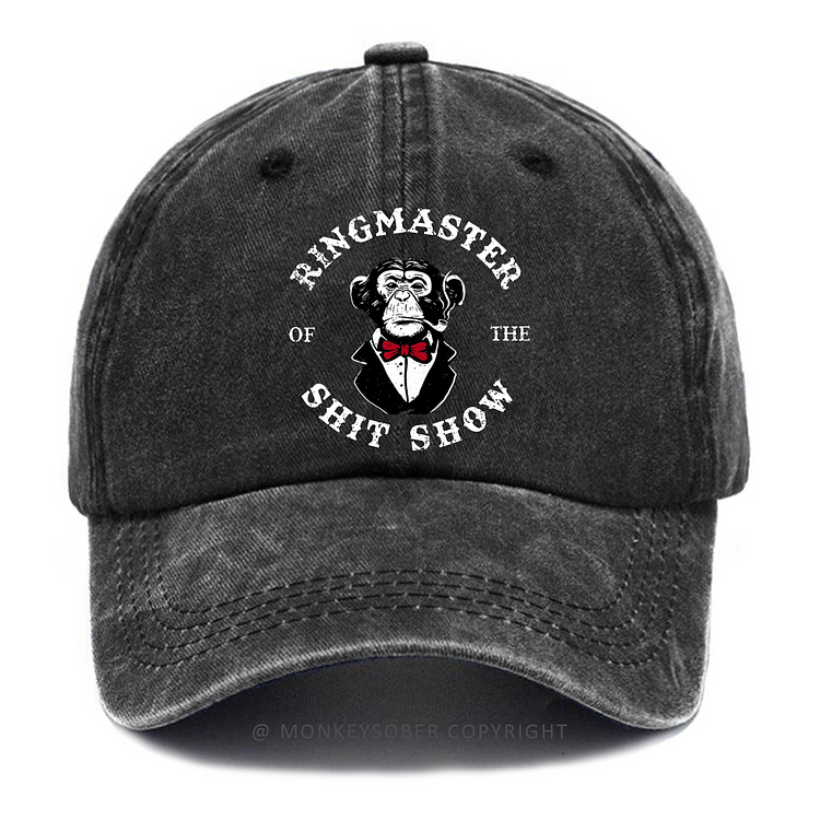 Ringmaster of the shit show Washed Baseball Caps
