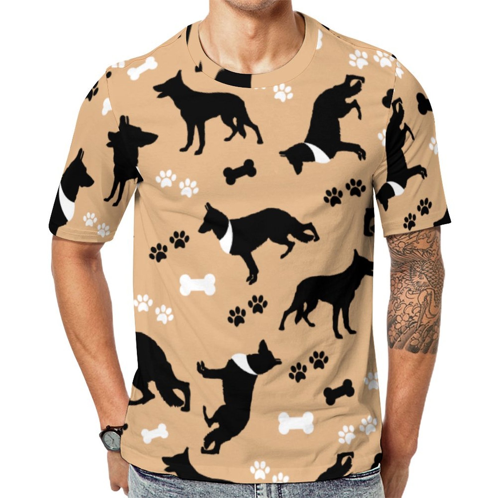 German Shepherd Dog Short Sleeve Print Unisex Tshirt Summer Casual Tees for Men and Women Coolcoshirts