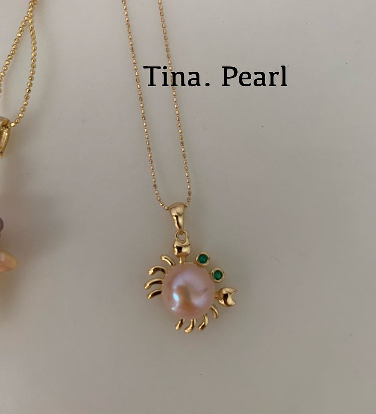 2024 TINA Jewelry Cute Crab Pearl Necklace S925 Silver