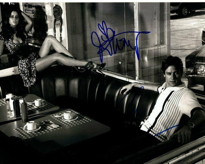 Armie hammer and jessica stroup signed autographed double exposure 8x10 Photo Poster painting