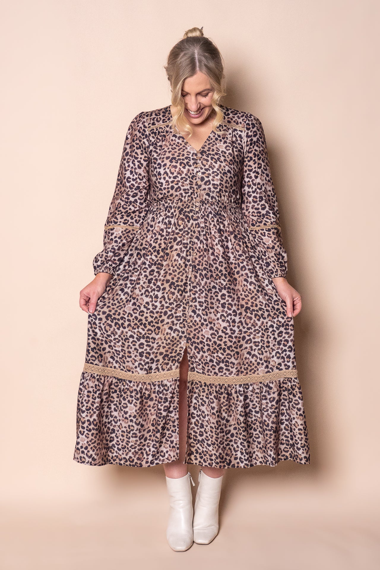 Kiki Midi Dress in Mocha Multi