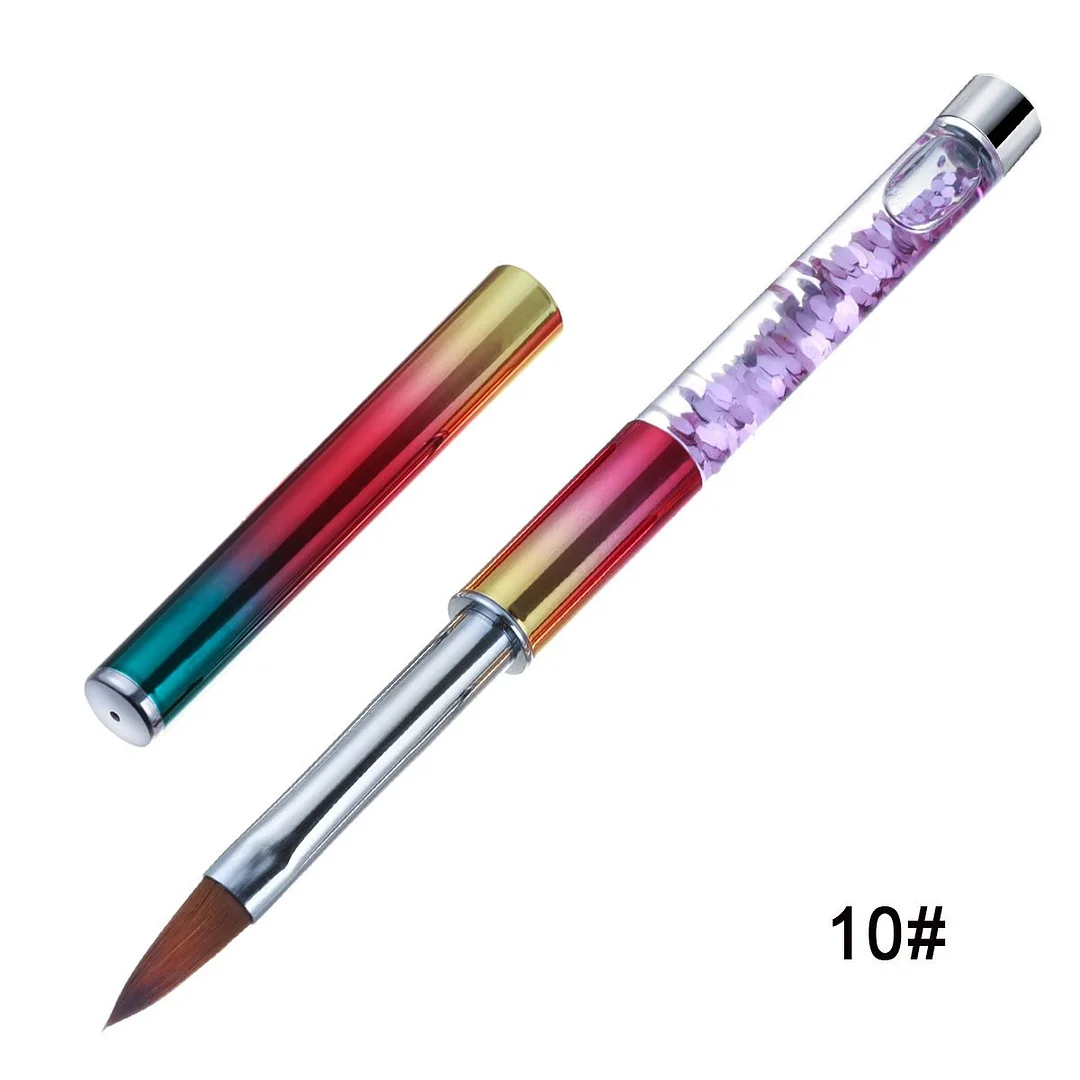 1PC Crystal Acrylic Nail Art Brush No 8/10/12/14 UV Gel Carving Pen Brush Liquid Powder DIY Nail Drawing Liquid Glitter Handle-Nail Inspo