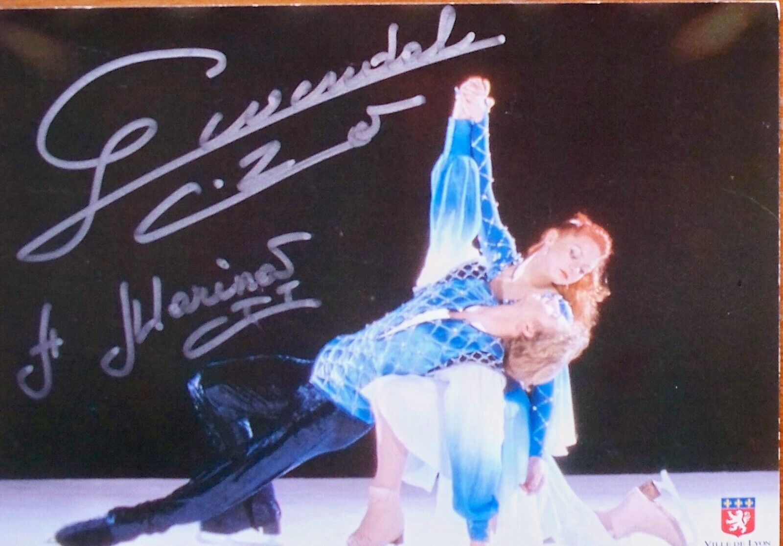 MARINA ANISSINA & GWENDAL PEIZERAT: Olympic Figure Skaters. Hand-signed Photo Poster painting.