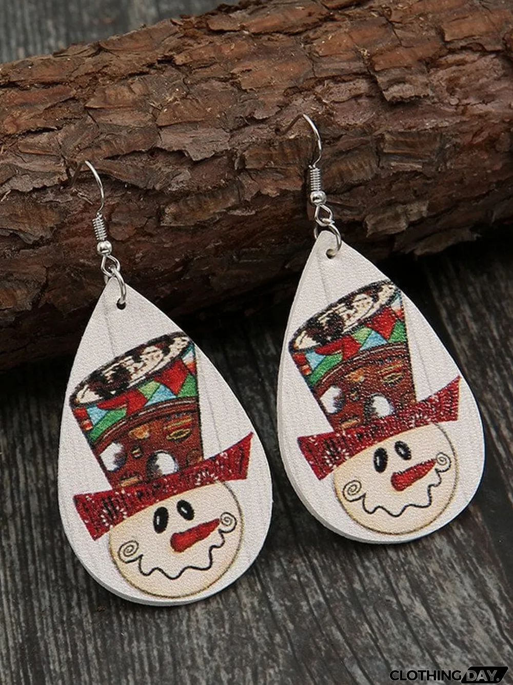 Water Drop Snowman Leather Earrings