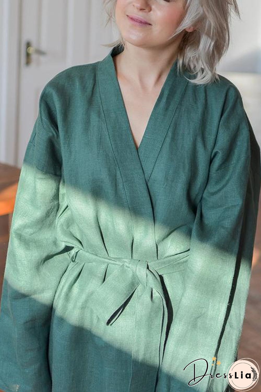 Roomy Linen Kimono With Belt