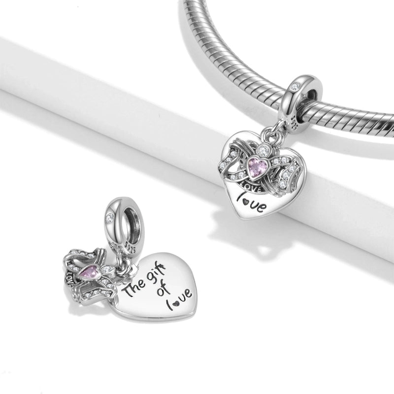 1 Piece 925 Sterling Silver Zircon Letter Heart Shape Jewelry Accessories