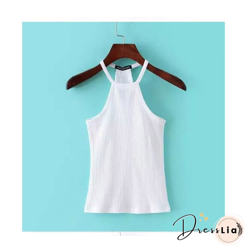 Summer Casual Knit Basic Tank Top Women Ribbed Stretchy Solid Sport Summer Crop Top Off Shoulder Sexy T Shirt