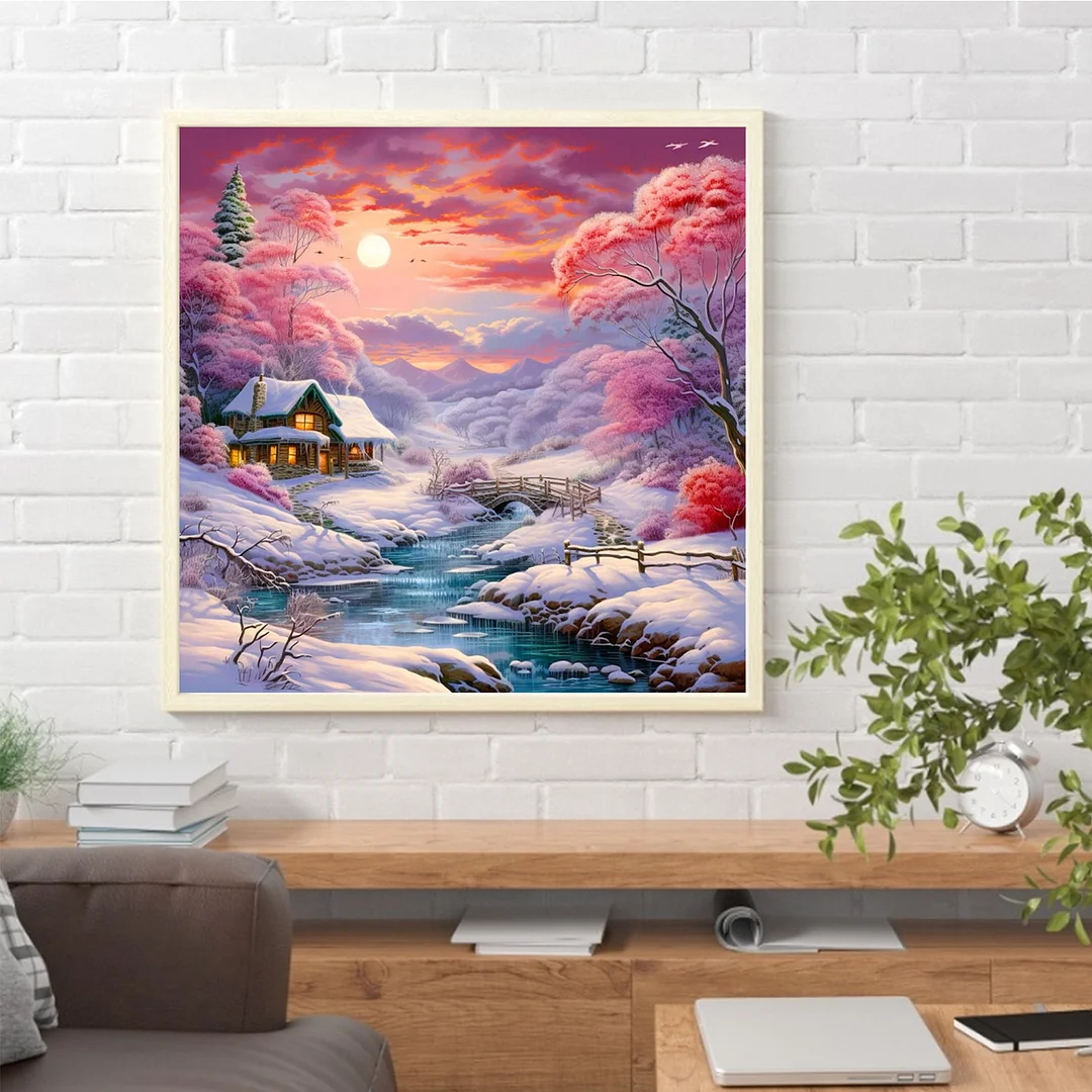 Diamond Painting - Full Round Drill - Snow Scene(Canvas|40*40cm)