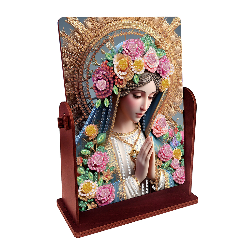Praying Lady Special Shape Diamond Painting Mirror Table Top Diamond Mirror Kit