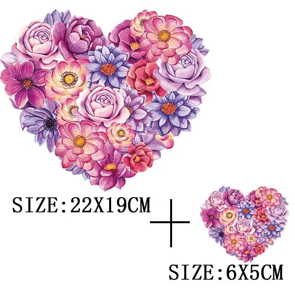Beautiful Flowers Thermal Sticker On T-shirt DIY Washable Iron On Transfer For Clothing Funny Design Patches On Clothes Applique