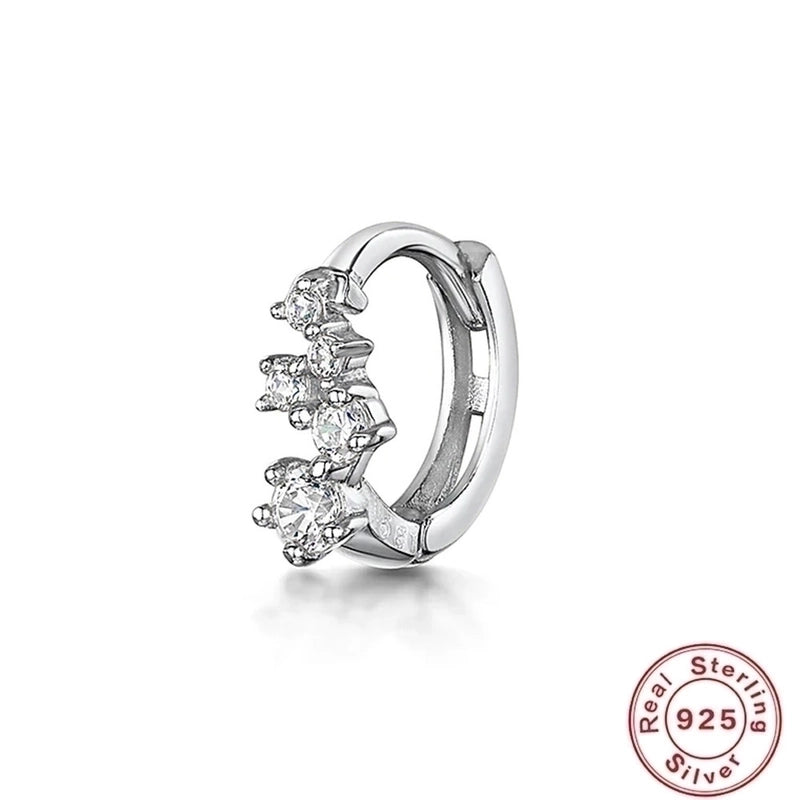 1 Piece 925 Sterling Silver Zircon Round Square Earrings