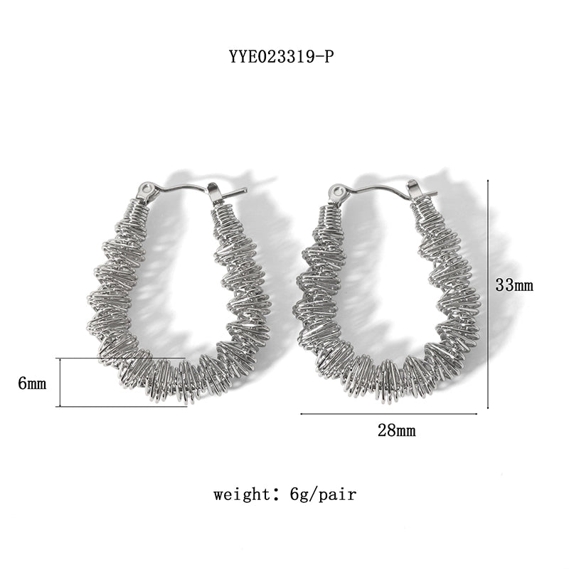 1 Pair French Style U Shape Plating Hollow Out 201 Stainless Steel 18K Gold Plated Earrings