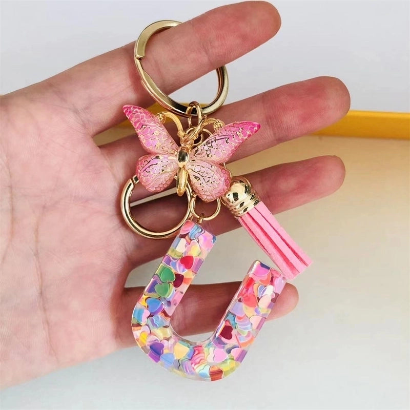 Classic Style Commute Letter Butterfly Resin Unisex Bag Pendant Keychain