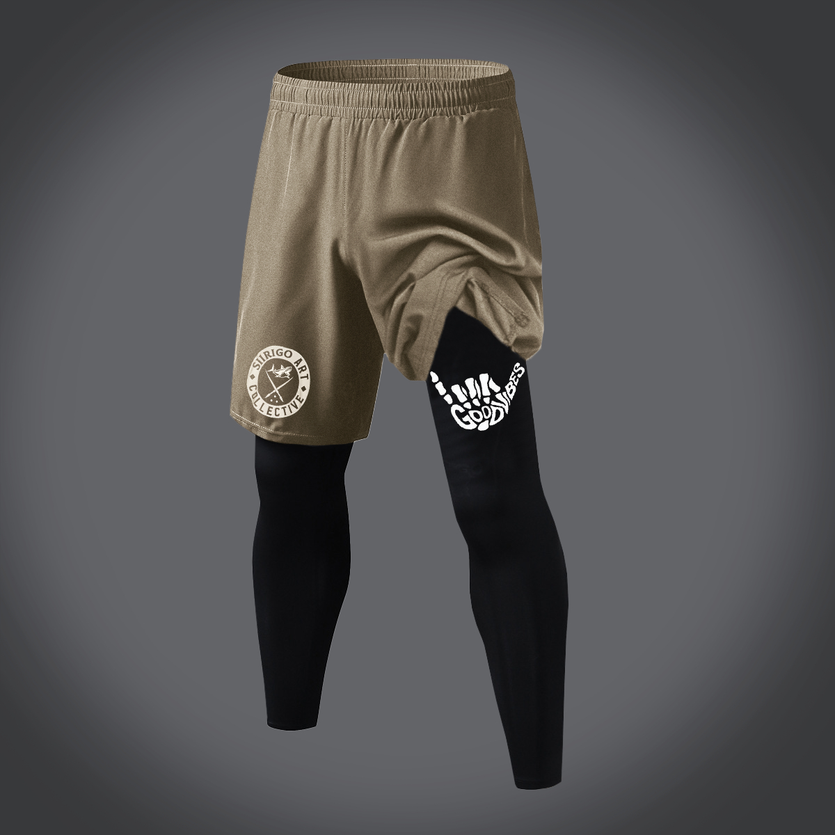 GOOD VIBES Bone Hand Graphic Print 2 in 1 Gym Workout With Leggings