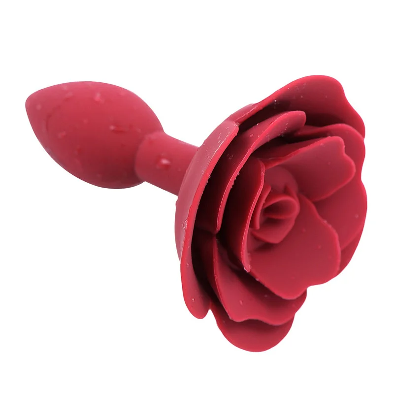 Vavdon - Adjustable Rose Flower Silicone Gag Ball With Smooth Anal Plug Toys For Men Women  Bondage Slave  272400228