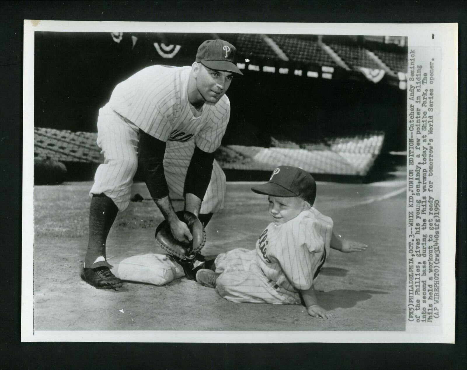 Andy Seminick & Andy Jr. 1950 World Series Press Photo Poster painting Philadelphia Phillies