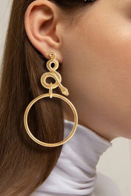 Snake Circle Gold Earrings