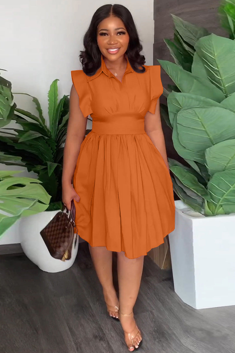 sleeveless-turndown-collara-line-pleated-cut-out-mini-dresses