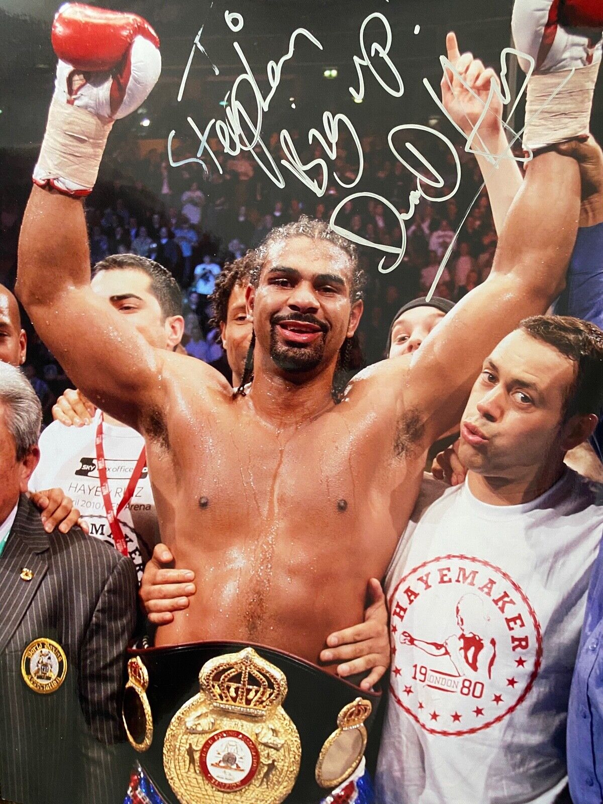 DAVID HAYE - FORMER WORLD HEAVYWEIGHT BOXING CHAMPION - X-LARGE SIGNED Photo Poster painting