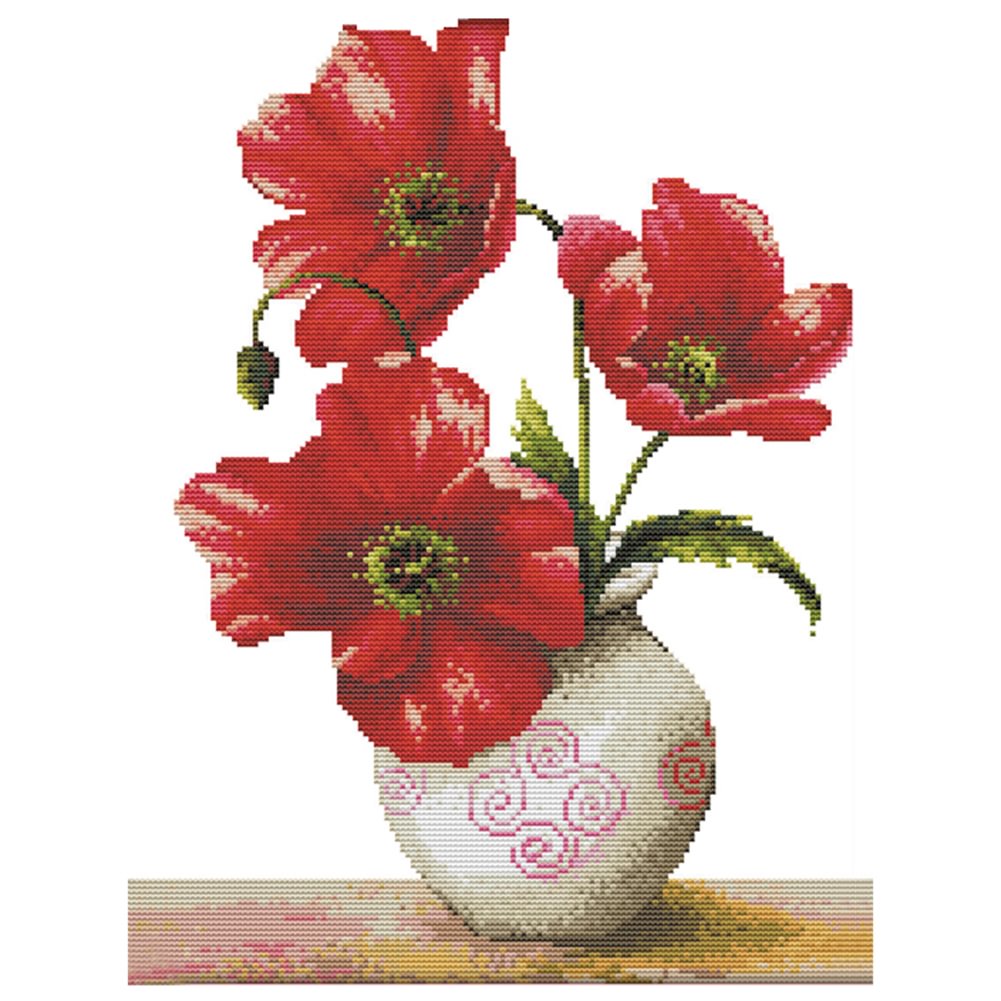 Flowers - 14CT Joy Sunday Stamped Cross Stitch(42*33cm)