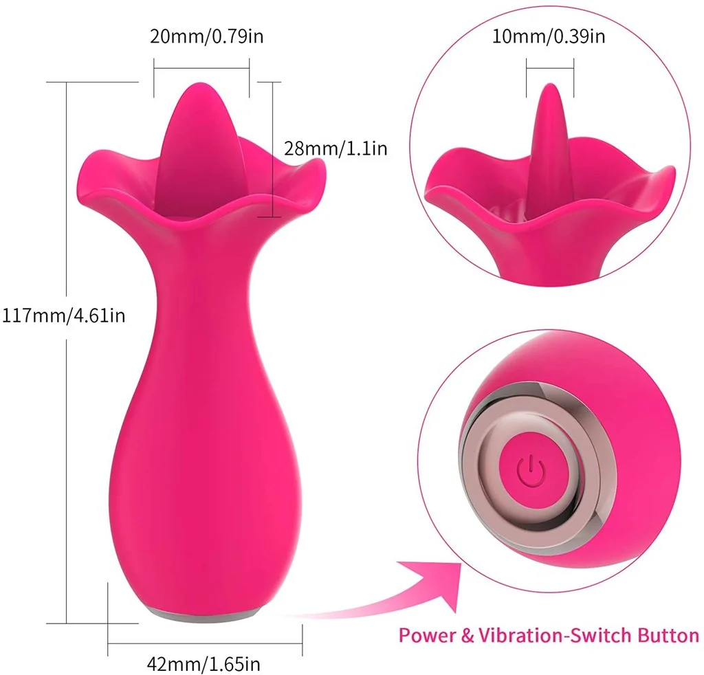 10 Vibration Mode Tongue Tease Rose Toy for Women