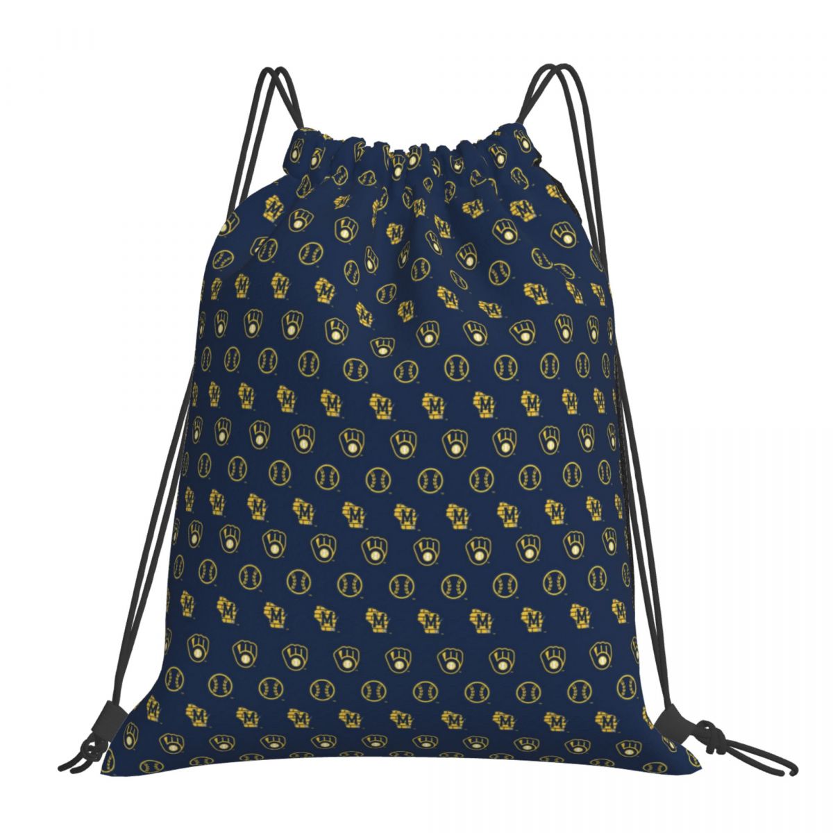 Milwaukee Brewers Pattern Logo Drawstring Bags for School Gym
