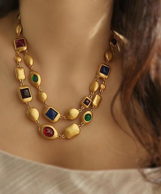 VCSHOES Gold Copper Overgild Bilayer Coloured Glaze Necklace