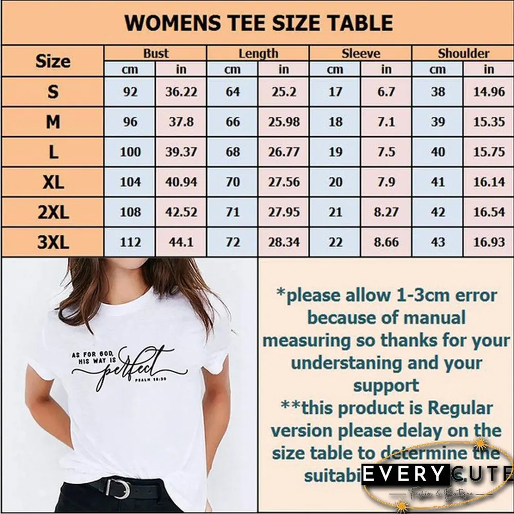 Womens Short Sleeved God Shirts Christian Saying Printed Tops Women Casual Solid Color