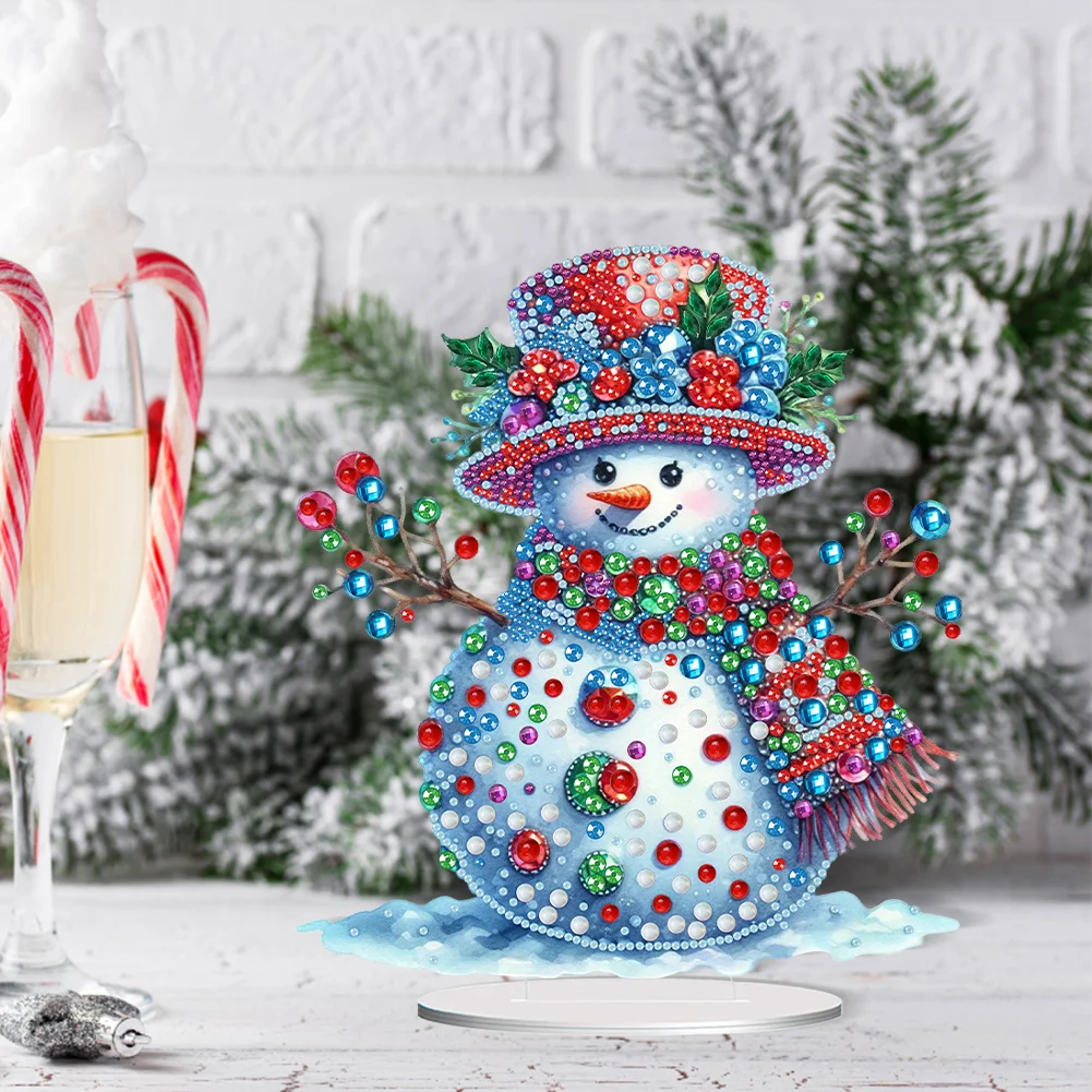 DIY Christmas Snowman Acrylic Special Shape Diamond Painting Tabletop Ornaments