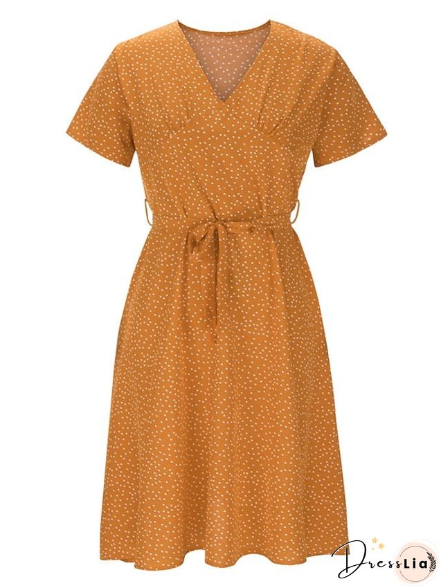 Casual Dress Swing Dress Floral Dress Midi Dress Black Wine Red Short Sleeve Ditsy Floral Print Summer Spring V Neck Fashion Vacation Loose Fit S M L XL XXL 3XL for Women