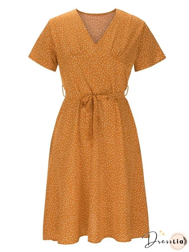 Casual Dress Swing Dress Floral Dress Midi Dress Black Wine Red Short Sleeve Ditsy Floral Print Summer Spring V Neck Fashion Vacation Loose Fit S M L XL XXL 3XL for Women