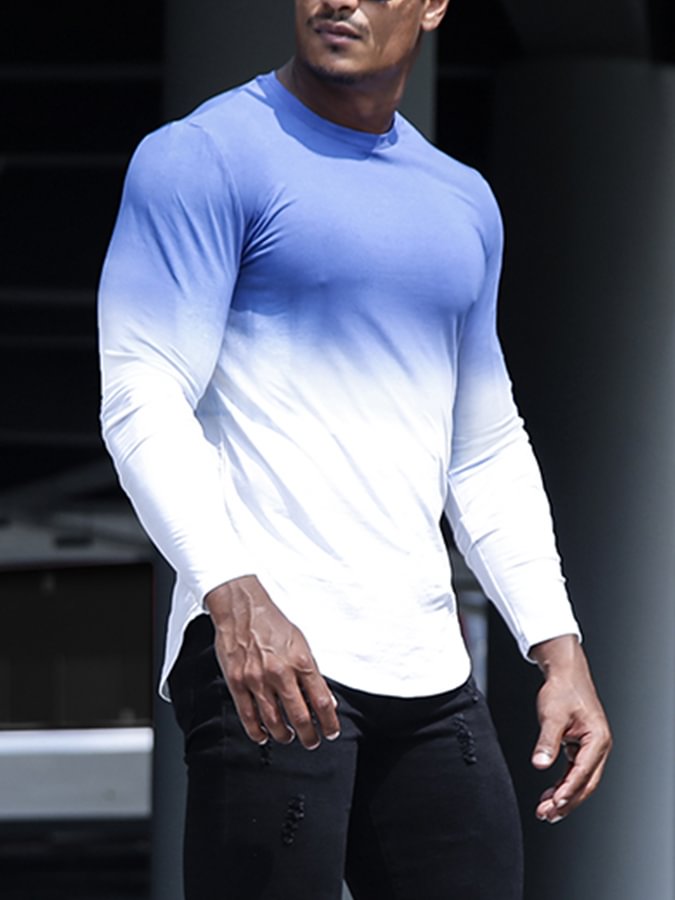 Men's Sports Long Sleeve Gradient Top