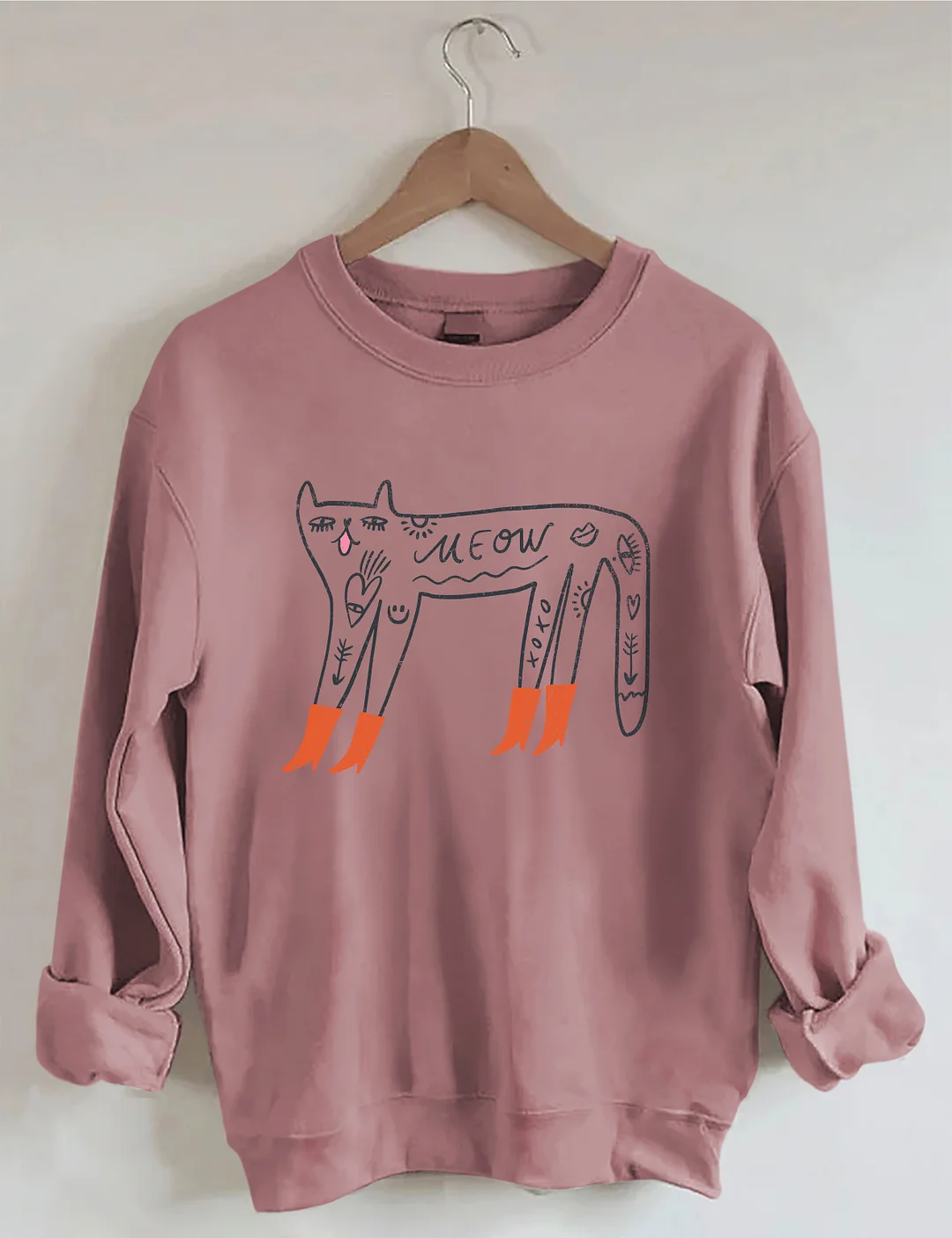 Cute Cat With Red Boots Sweatshirt