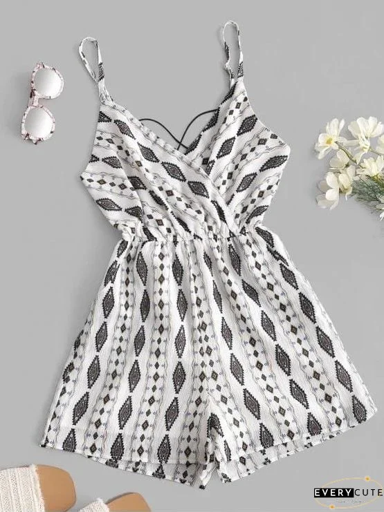 Geometry Crisscross Cami Romper for Women