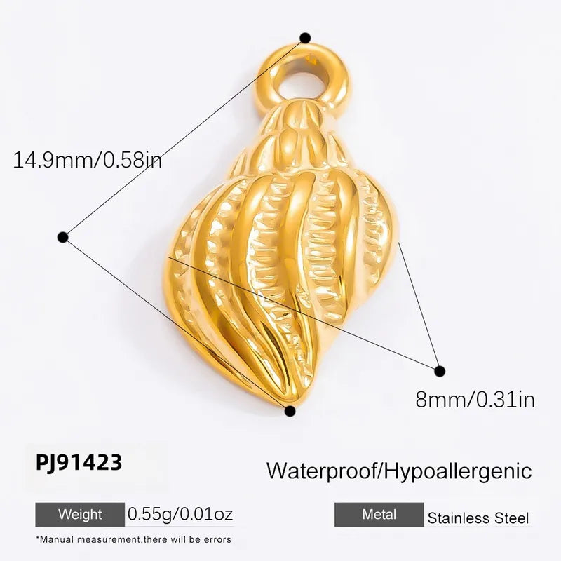 1 Piece 28.4*36.1mm 304 Stainless Steel Zircon 18K Gold Plated Starfish Crab Shell Polished Pendant Jewelry Accessories