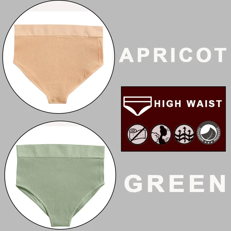 FINETOO 2PCS/Set Sexy Women Panties Underwear 10 Solid Colors Underpants For Girls High Waist Bodyshaper Briefs Seamless Pantys