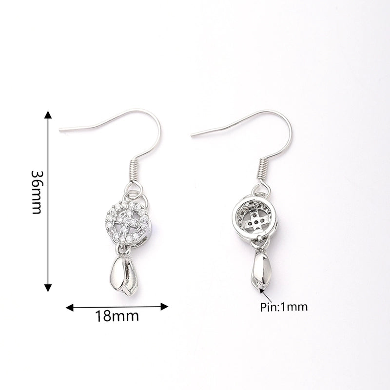1 Pair/Package 34x18mm 35x18mm 36x18mm Copper White Gold Plated Leaves Heart Shape Crown Polished Hook Earring Findings Earring Findings