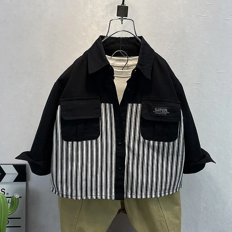 Toddler Boys Jackets Boys' Shirt Autumn Striped Coat Children