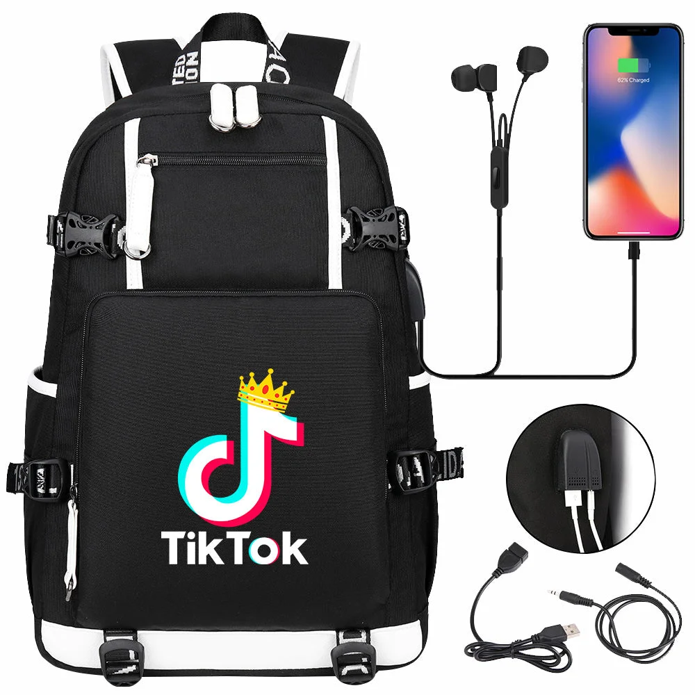 Buzzdaisy Tik Tok #3 USB Charging Backpack School NoteBook Laptop Travel Bags