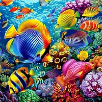 Fish School In Coral-Diamond Painting