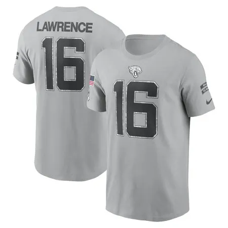 Men's Jacksonville Jaguars Trevor Lawrence  Gray 2024 Salute To Service Name &amp; Number T-Shirt